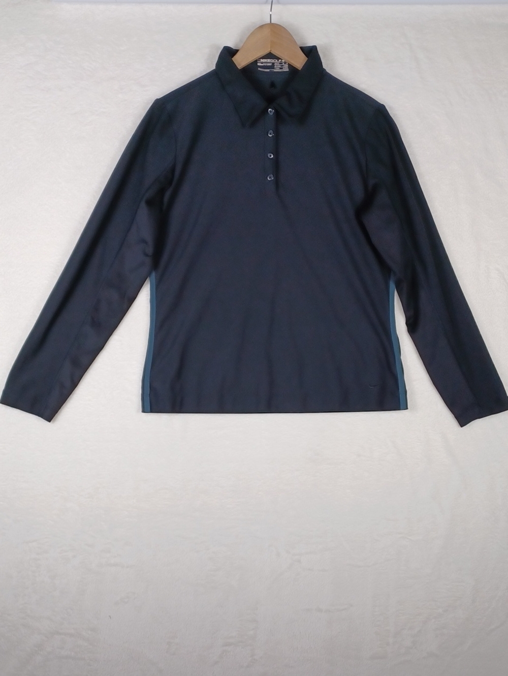 Nike Golf Fit Dry Long Sleeve Black Women's  Four Botton Polo Top Size Medium